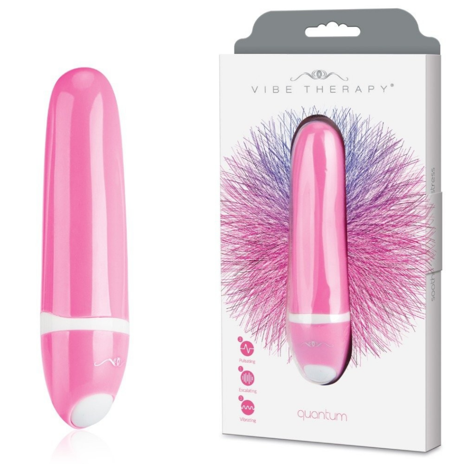 Pink electronic vibrating bullet with packaging featuring a floral design on a white background