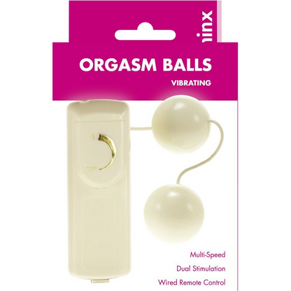 Packaging of vibrating orgasm balls with INX branding on a white background