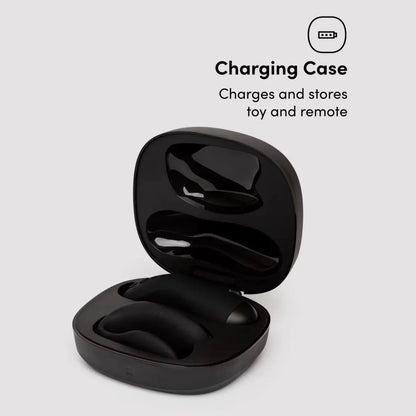 Black charging case for sex toys and remote controls on a white background