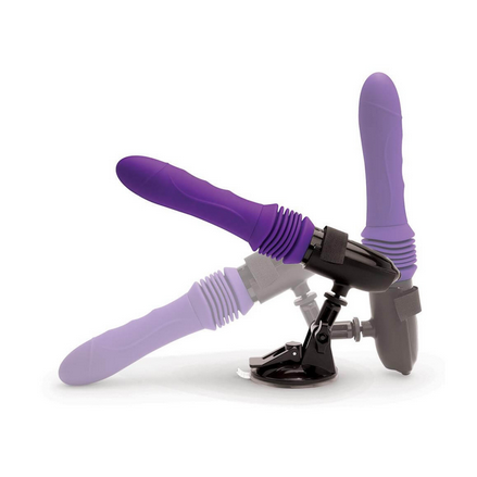 Purple and gray clitoral stimulator on a white background