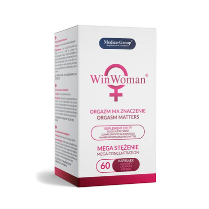 Box of WinWoman supplement with branding and text on a white background