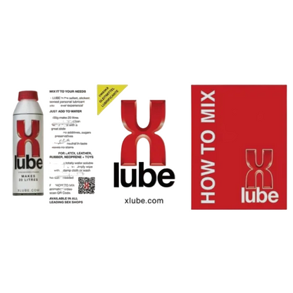 XLube product packaging with bottle and instructions on a white background
