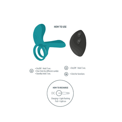 Instructions for using and recharging a device with icons and text on a white background.