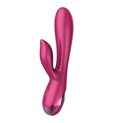 Pink electronic massage vibrator on a white background