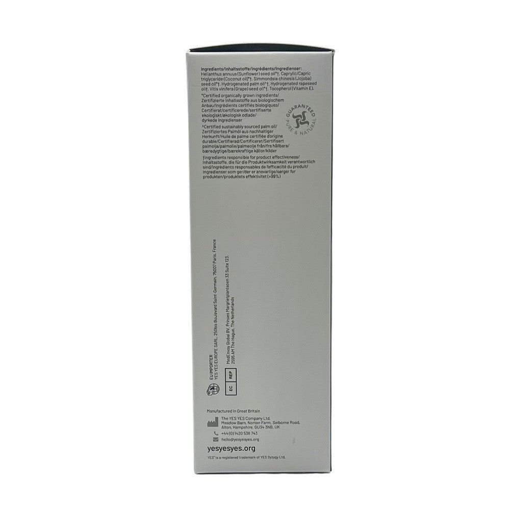 Back view of a gray rectangular box with text on a white background