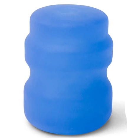 Blue cylindrical stroker on a white background
