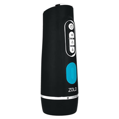Black handheld device with blue accent and 'Zolo' branding on a white background