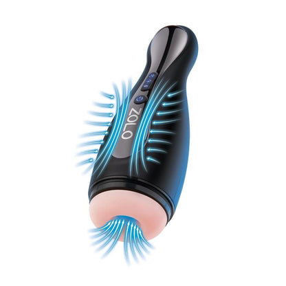 Black and blue msturbator with 'ZOLO' branding on a white background