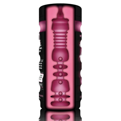 Zolo Deep Throat Pleasure Cup Black Pink Stroker Male Masturbator Ribbed Lubed