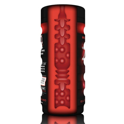 Zolo Fire Pleasure Cup Black Red Stroker Male Masturbator Warming Ribbed Texture