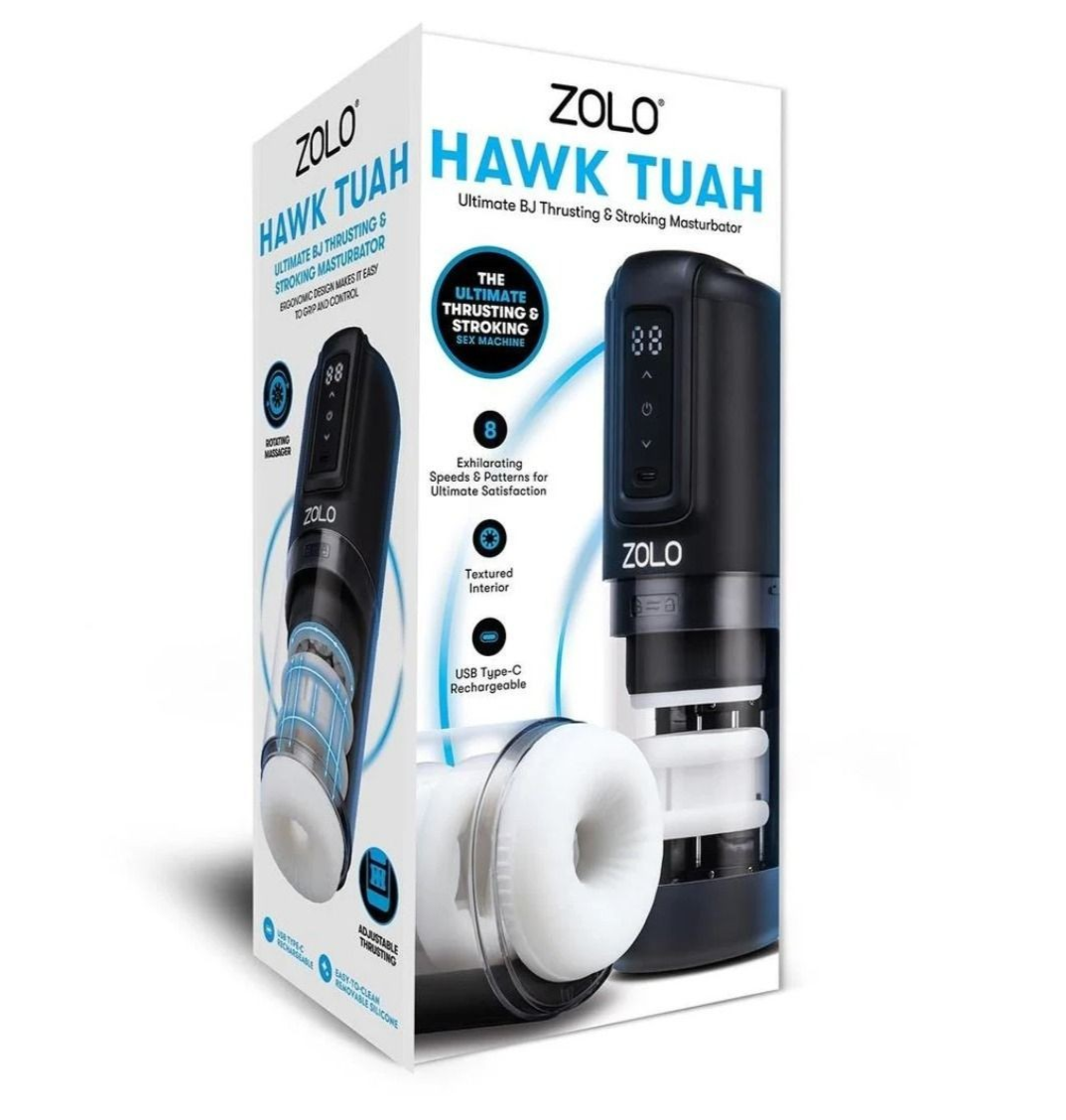 Zolo Hawk Tuah product packaging on a white background