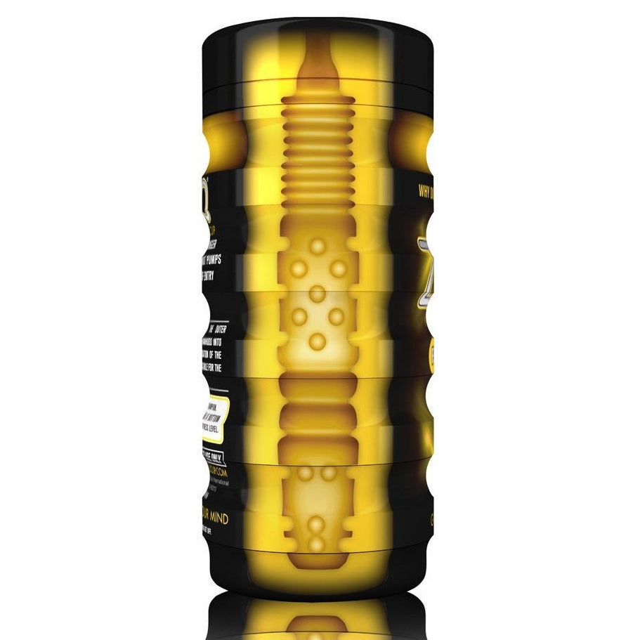 Zolo Personal Trainer Cup Black Yellow Stroker Male Masturbator Ribbed Textured