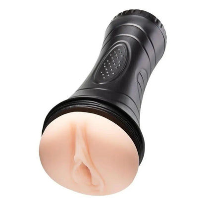 Black fla=eshlight with a realistic vagina design on a white background
