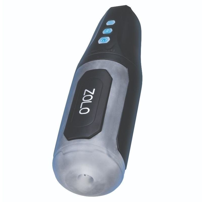 Black and gray handheld masturbator with 'Zolo' branding on a white background
