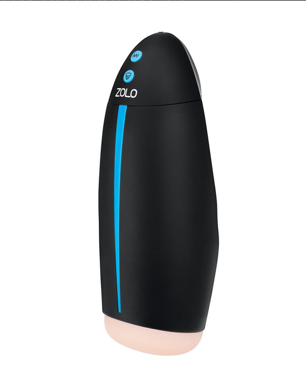 Black and blue Zolo masturbator on a white background