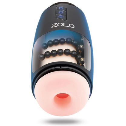 Blue and black Auto Stroker with 'Zolo' branding on a white background