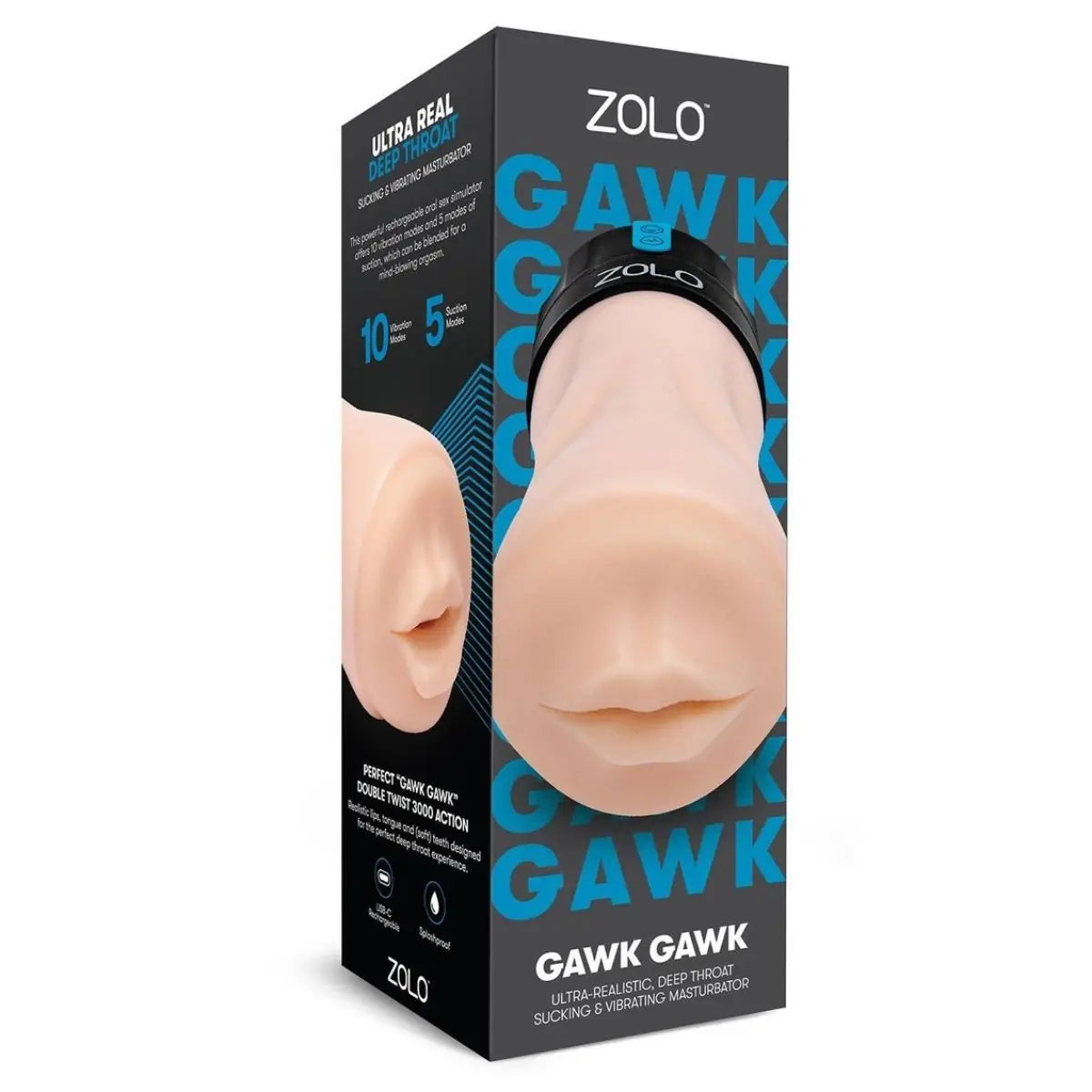 Zolo Vibrating Deep Throat Gawk Gawk 3000 Realistic Vibrating Sucking Blowjob Sex Machine