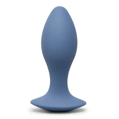 Blue silicone butt plug on a white background