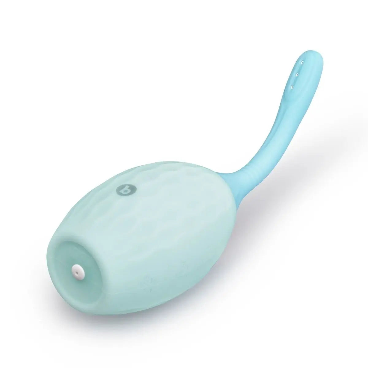 Light blue and green anal douche on a white background