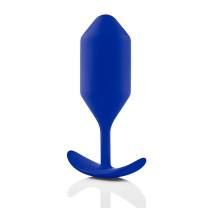 Blue silicone butt plug on a white background