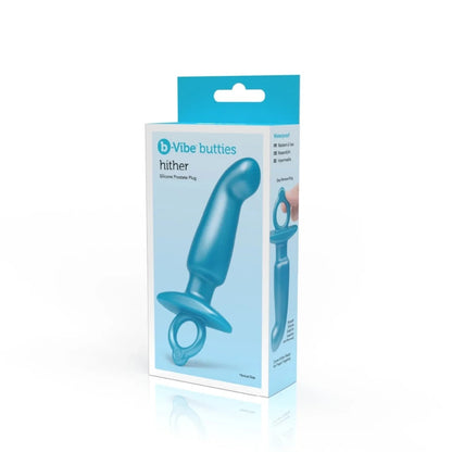 Blue silicone product in packaging with 'Vibe butties' branding on a white background
