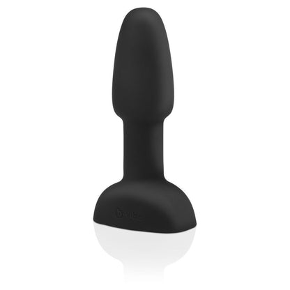 Black silicone anal plug on a white background