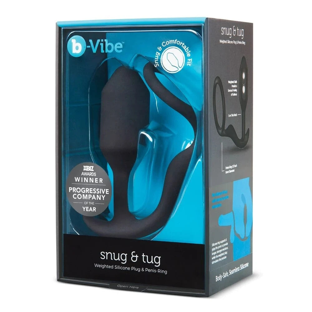 B-Vibe snug & tug product packaging on a white background