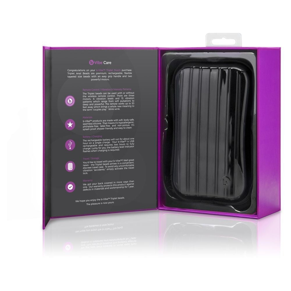 b-Vibe Triplet Remote Vibrating Anal Beads Butt Plug Prostate Massager Silicone