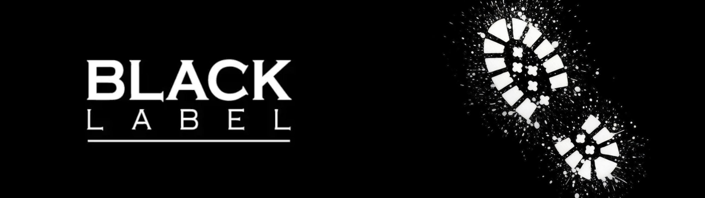 Black Label logo with a white footprint design on a black background