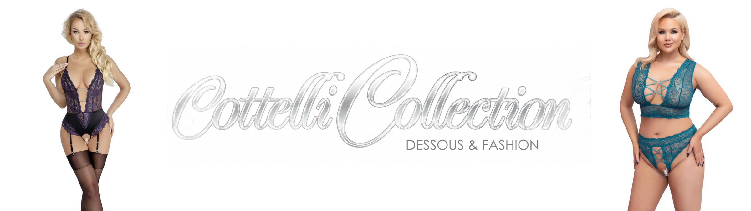 Two models wearing lingerie from the Cottelli Collection on a white background.