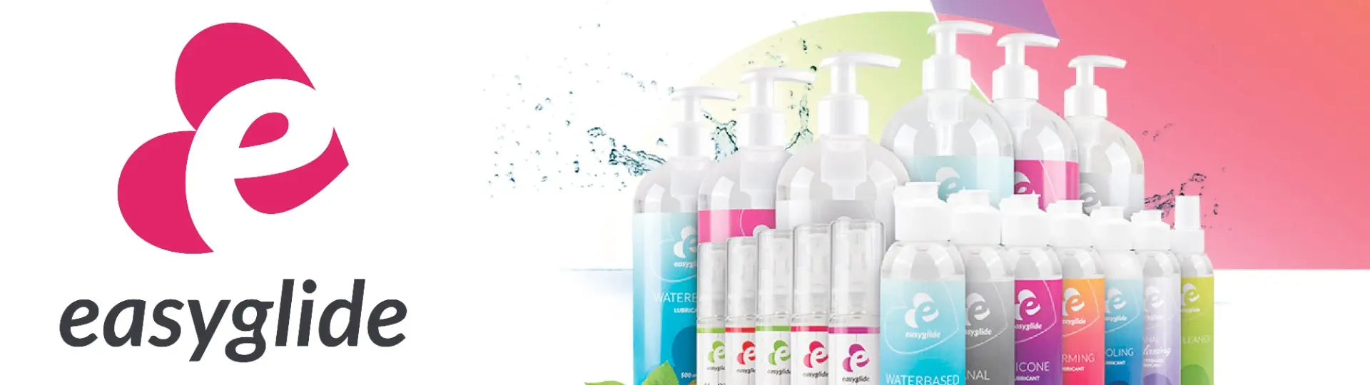 easyglide logo with sex lubricant products on a colorful background