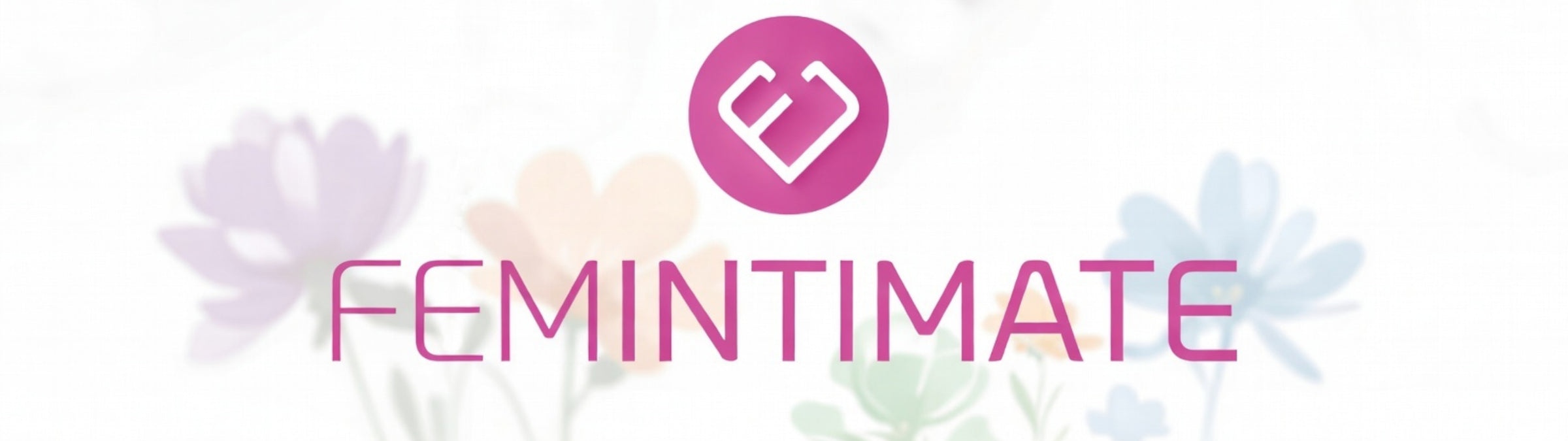 Logo of 'Femintimate' with floral elements on a white background