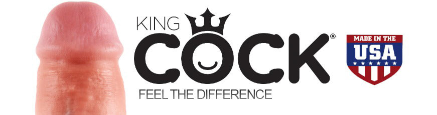 king cock dildo and branding on a white background