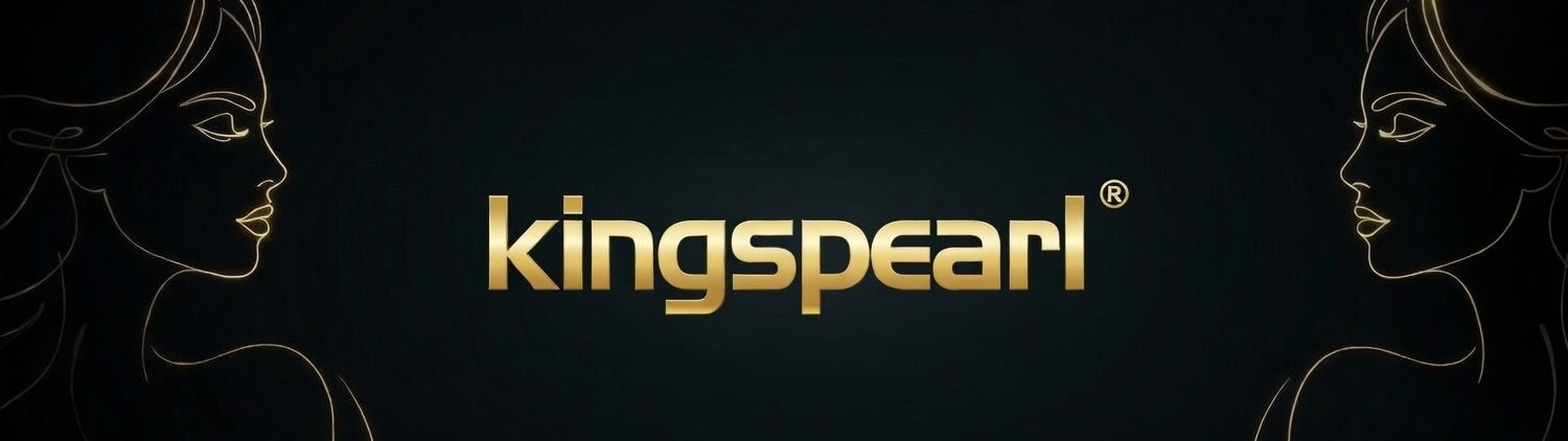 Kingspearl lingerie logo with silhouette profiles on a black background