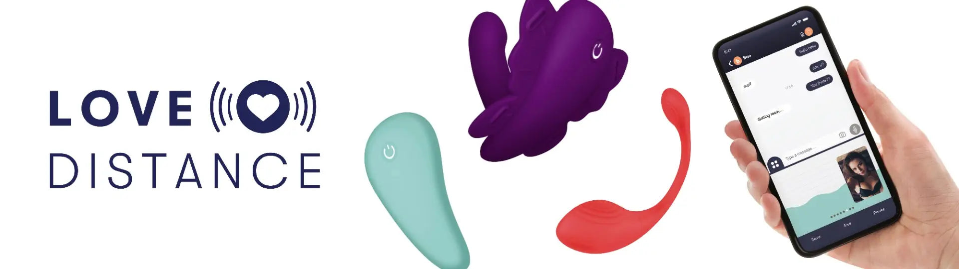 love distance remote app control sex toys on white background