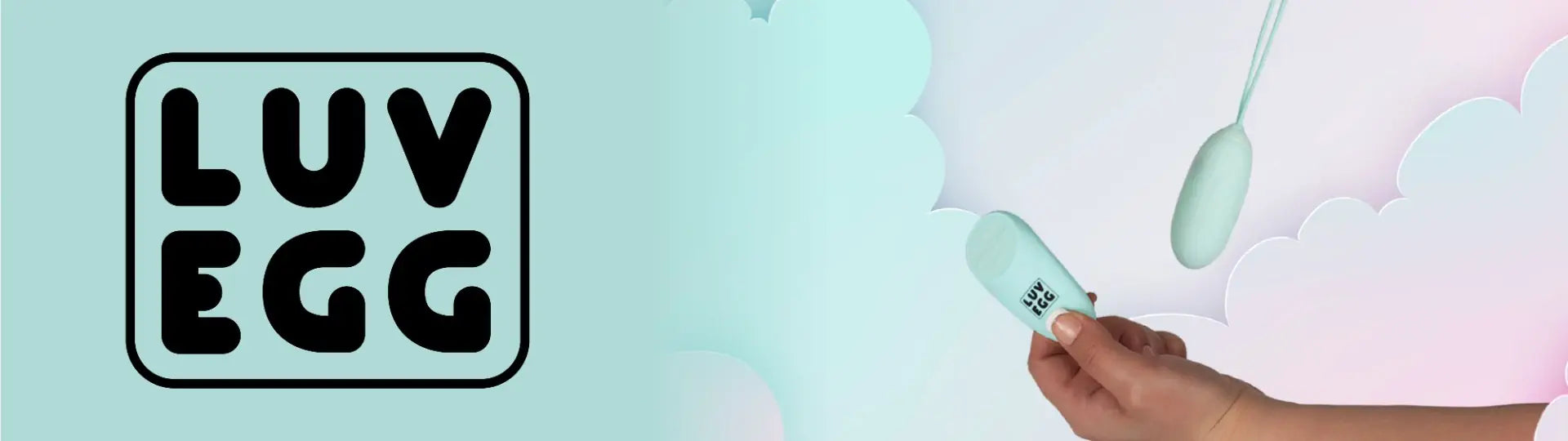 LUV EGG product with a hand holding it against a light blue background