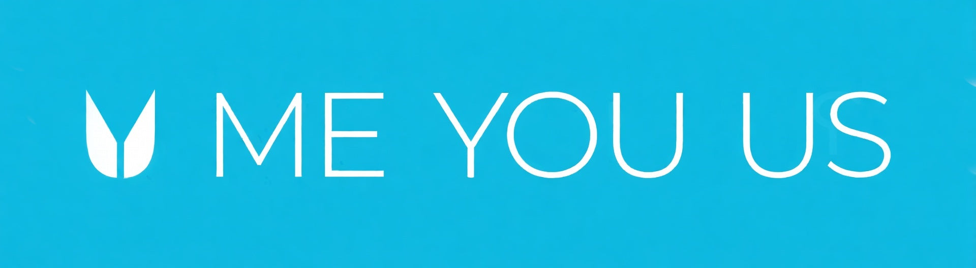 Blue background with 'ME YOU US' text and logo