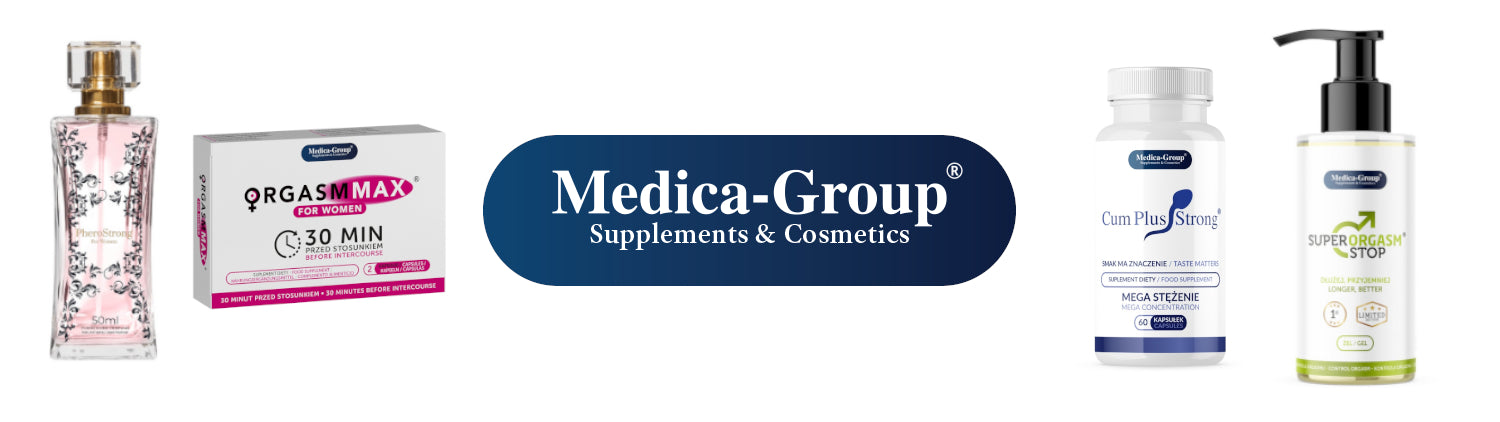 Medica-Group sex supplements and sundries on a white background