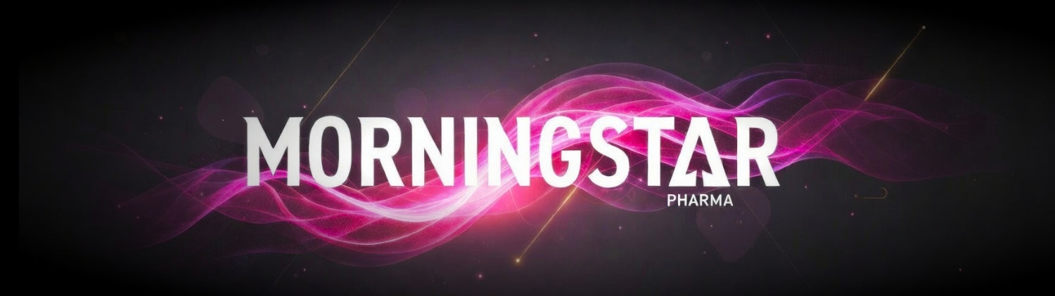 morningstar pharma logo on a pink space background