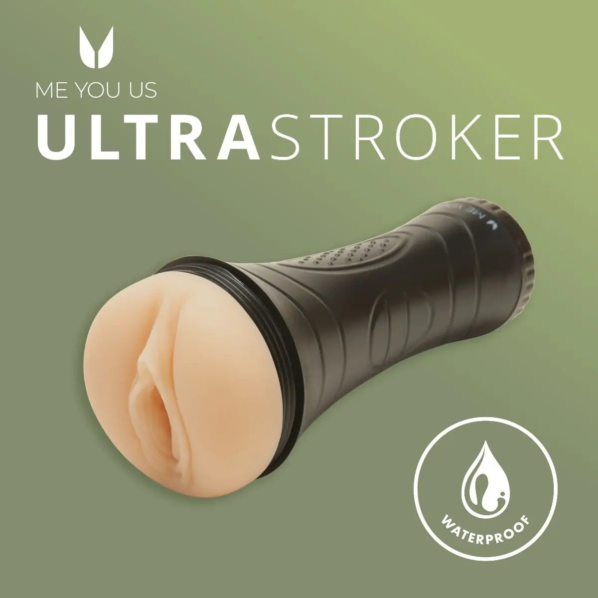 Ultra Stroker product with 'Me You Us' branding on a green background