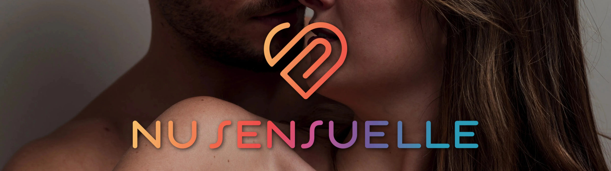 Two people embracing with 'NU SENSUELLE' logo overlayed.