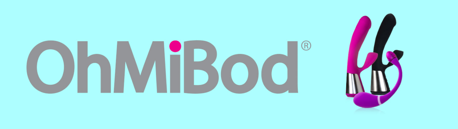 OhMiBod logo with product illustration on a light blue background