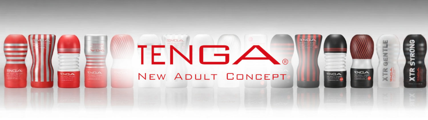Tenga product lineup with brand logo on a white background