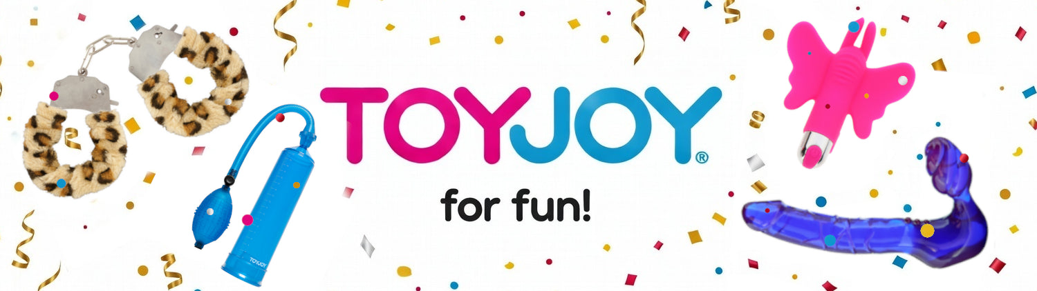 ToyJoy logo with colorful sex toys on a white background